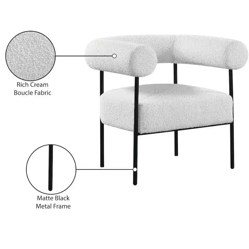 Meridian Furniture, fauteuil d'appoint Blake en tissu bouclette