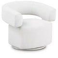 Meridian Furniture,Niya Cream Linen Textured Fabric Swivel Accent Chair