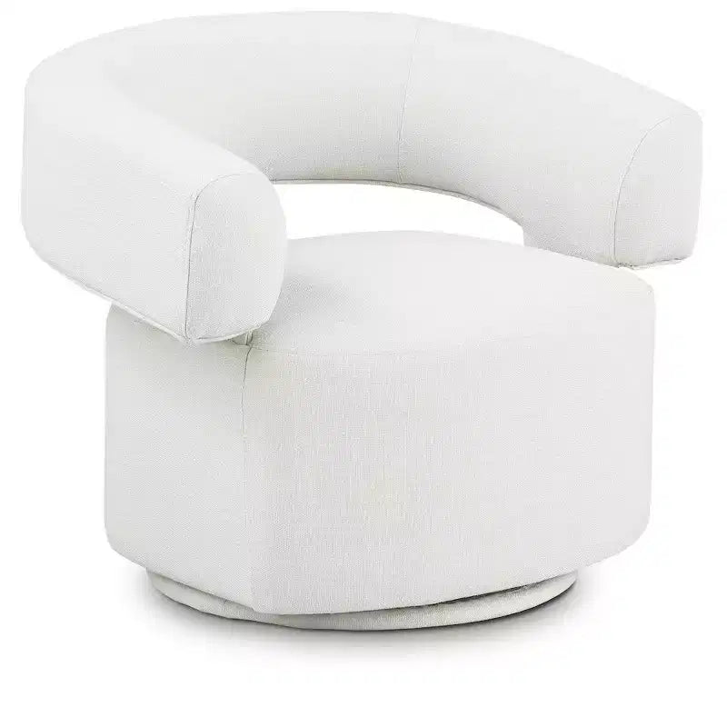 Meridian Furniture,Niya Cream Linen Textured Fabric Swivel Accent Chair