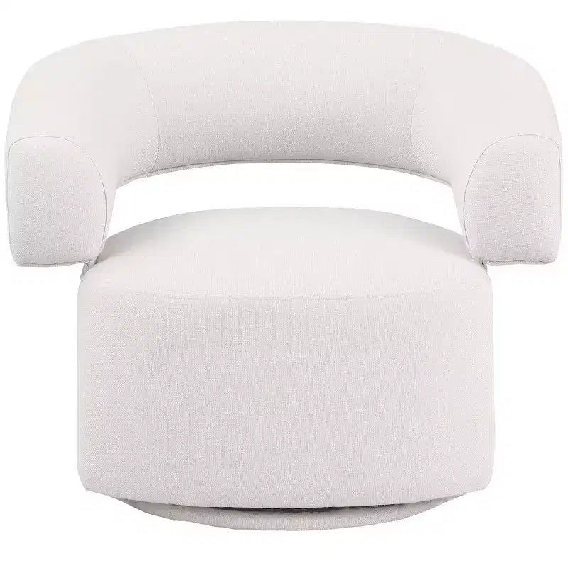 Fauteuil d'appoint pivotant en tissu texturé lin crème Niya de Meridian Furniture