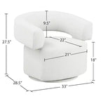 Fauteuil d'appoint pivotant en tissu texturé lin crème Niya de Meridian Furniture