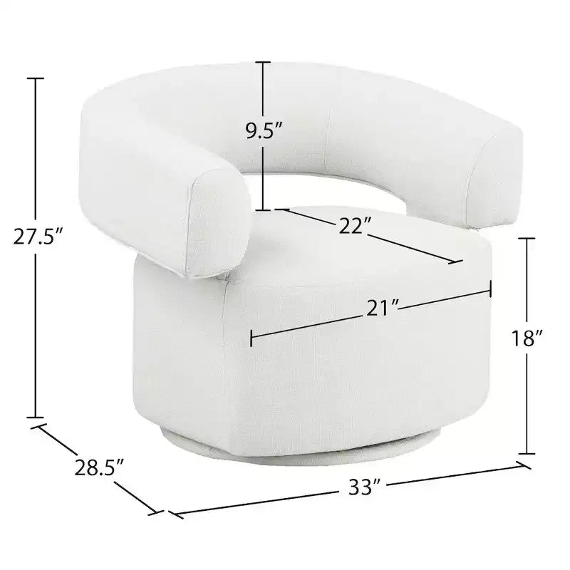 Fauteuil d'appoint pivotant en tissu texturé lin crème Niya de Meridian Furniture