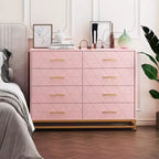Commode de chambre avec 8 tiroirs, commode de meuble TV, grande commode en bois pour le rangement et l'organisation.