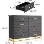 Commode de chambre avec 8 tiroirs, commode de meuble TV, grande commode en bois pour le rangement et l'organisation.