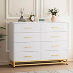 Commode de chambre avec 8 tiroirs, commode de meuble TV, grande commode en bois pour le rangement et l'organisation.