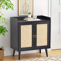 MAYEERTY 59x15x31 Inch Black Rattan Sideboard Buffet Liquor Bar For Dining Room Hallway