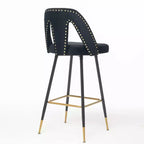 Tabourets de bar en velours avec dossier et repose-pieds, chaises d'îlot de cuisine modernes rembourrées, tabourets de comptoir à coussin large pour bar café, lot de 2