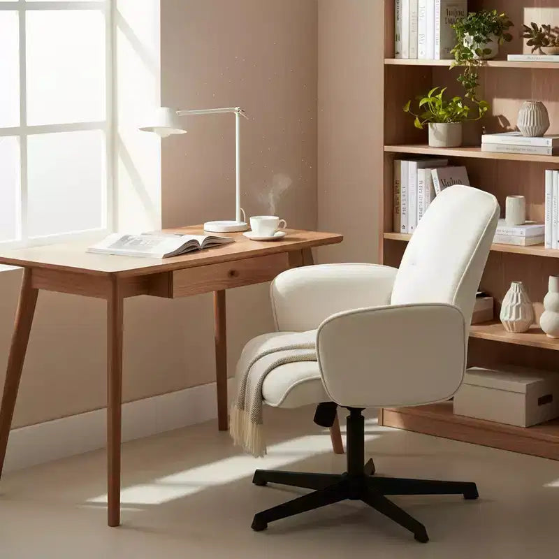 Chaise de Bureau Ergonomique Homy Casa avec Accoudoirs Rembourrés et Hauteur Réglable pour Petit Bureau à Domicile et Coiffeuse