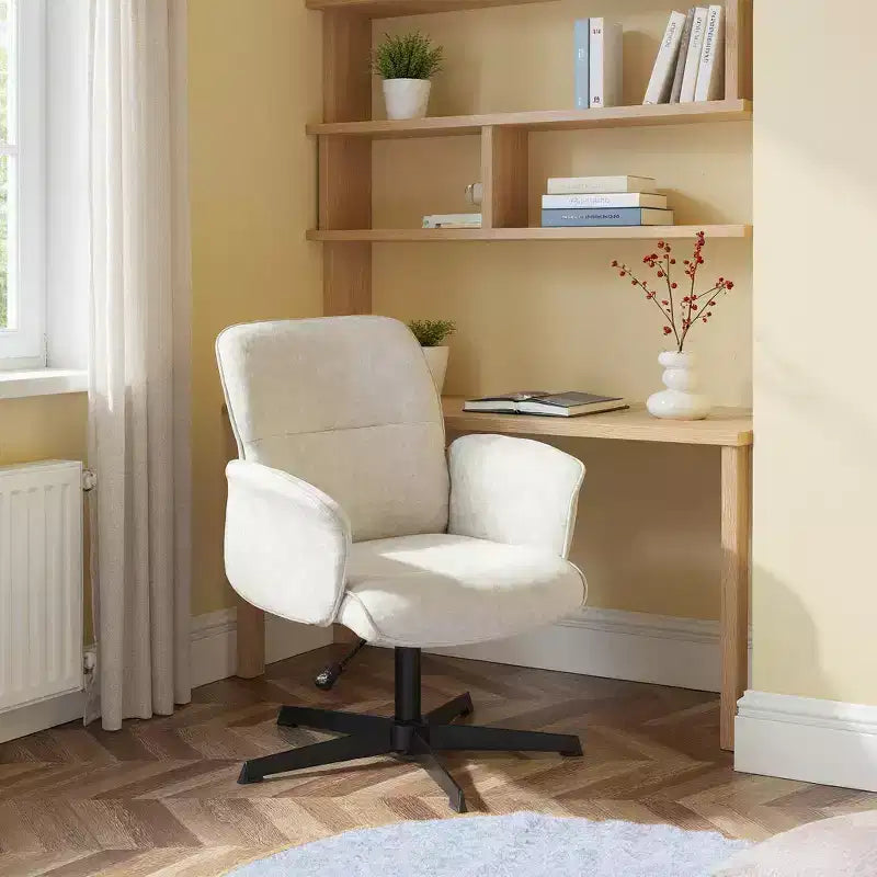 Chaise de Bureau Ergonomique Homy Casa avec Accoudoirs Rembourrés et Hauteur Réglable pour Petit Bureau à Domicile et Coiffeuse