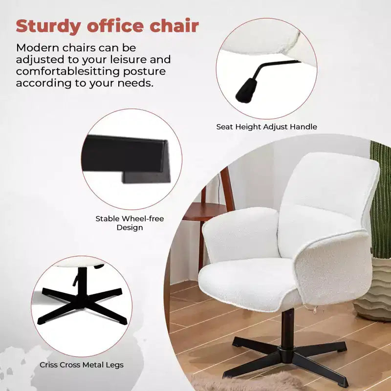 Chaise de Bureau Ergonomique Homy Casa avec Accoudoirs Rembourrés et Hauteur Réglable pour Petit Bureau à Domicile et Coiffeuse