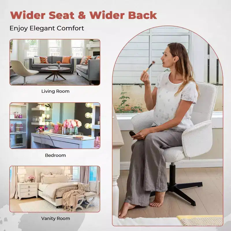 Chaise de Bureau Ergonomique Homy Casa avec Accoudoirs Rembourrés et Hauteur Réglable pour Petit Bureau à Domicile et Coiffeuse