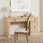 Garvee Fluted Home Office Desk Storage, Bureau de direction moderne 54 pouces avec station de charge, Bureau d'ordinateur en bois avec tiroirs classeurs pour l'étude