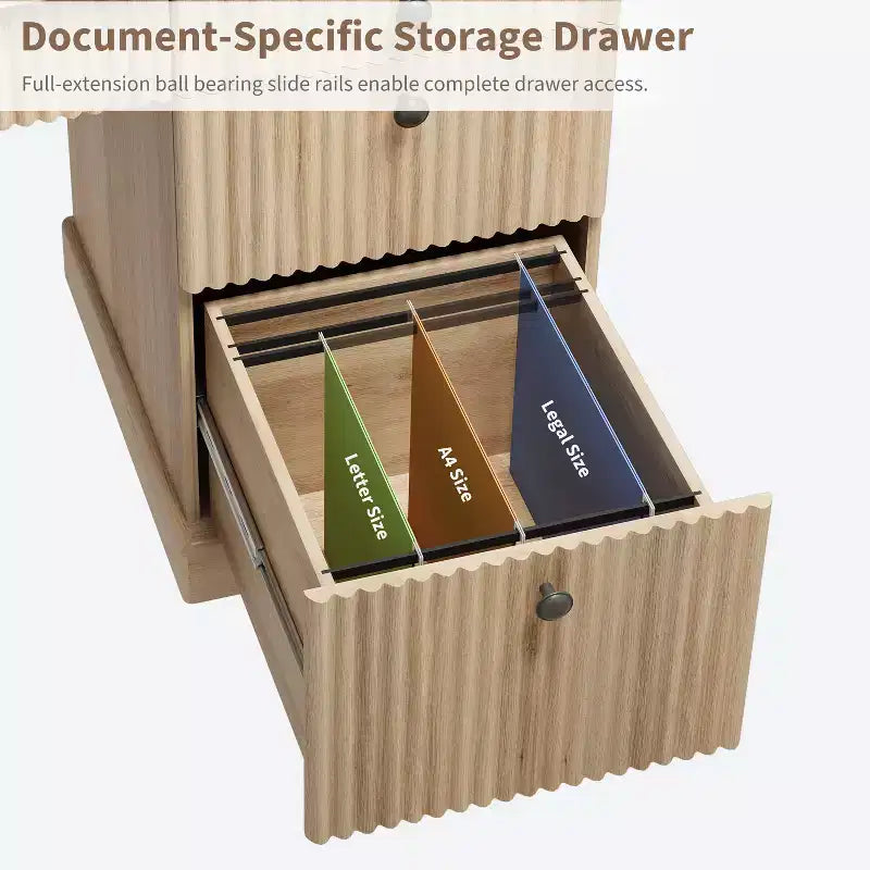 Garvee Fluted Home Office Desk Storage, Bureau de direction moderne 54 pouces avec station de charge, Bureau d'ordinateur en bois avec tiroirs classeurs pour l'étude