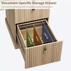 Garvee Fluted Home Office Desk Storage, Bureau de direction moderne 54 pouces avec station de charge, Bureau d'ordinateur en bois avec tiroirs classeurs pour l'étude