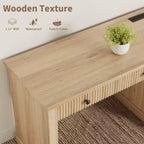 Garvee Fluted Home Office Desk Storage, Bureau de direction moderne 54 pouces avec station de charge, Bureau d'ordinateur en bois avec tiroirs classeurs pour l'étude