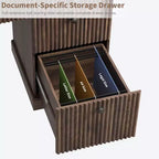 Garvee Fluted Home Office Desk Storage, Bureau de direction moderne 54 pouces avec station de charge, Bureau d'ordinateur en bois avec tiroirs classeurs pour l'étude