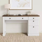 Garvee Fluted Home Office Desk Storage, Bureau de direction moderne 54 pouces avec station de charge, Bureau d'ordinateur en bois avec tiroirs classeurs pour l'étude