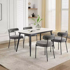 Acekool Chaises de salle à manger du milieu du siècle, lot de 2, avec revêtement en bouclé, dossier incurvé et pieds réglables - Gris clair avec pieds noirs