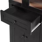 Meuble de rangement haut de salle de bain Whisen 67.2 avec portes en verre trempé, étagères réglables et tiroir, fermeture en douceur