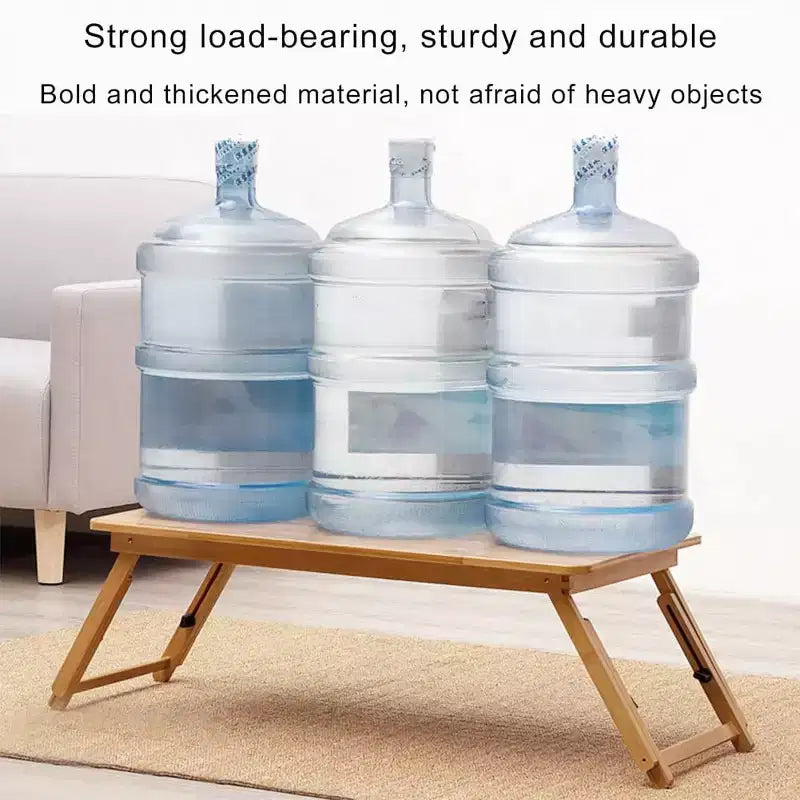 Bureau d'ordinateur portable, bureau d'appoint avec pieds, table pour ordinateur portable réglable et portable en bambou, table de lit pour manger 17-23cm