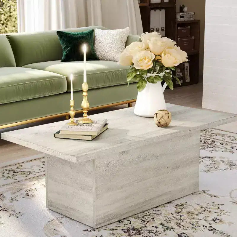 MUUEGM Table basse de ferme, table en bois rustique de 35,5 avec cadre robuste et plateau étanche pour salon