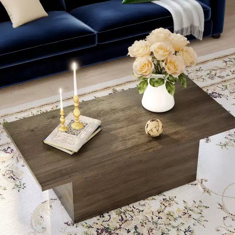 MUUEGM Table basse de ferme, table en bois rustique de 35,5 avec cadre robuste et plateau étanche pour salon