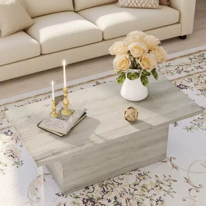 MUUEGM Table basse de ferme, table en bois rustique de 35,5 avec cadre robuste et plateau étanche pour salon