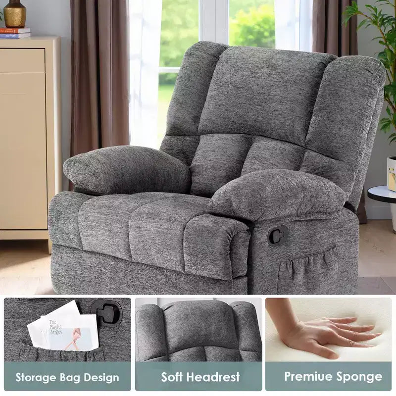 Fauteuil inclinable à bascule surdimensionné MAYEERTY Limestone pour salon