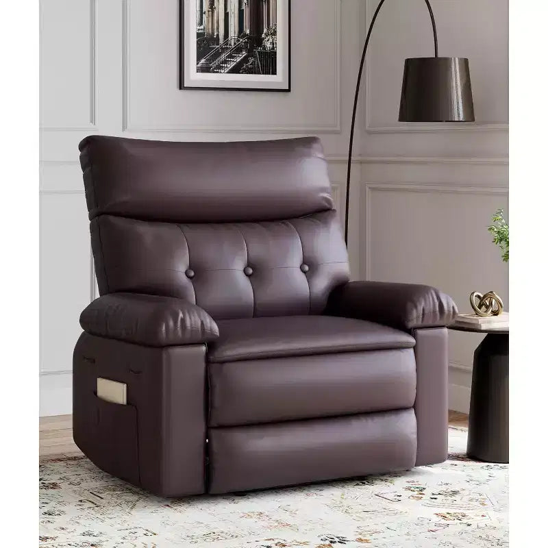 Fauteuil inclinable en cuir surdimensionné, inclinable manuel extra large, chaise longue avec accoudoirs et dossier confortables en éponge 1,5X pour salon, chambre