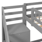 Lit mezzanine double/grand format avec bureau, bande lumineuse LED et deux commodes - ModernLuxe