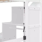 Lit mezzanine double/grand format avec bureau, bande lumineuse LED et deux commodes - ModernLuxe
