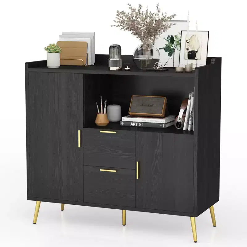 Meuble buffet, Buffet de rangement moderne, Meuble d'appoint avec tiroirs et portes, Console avec portes et étagères