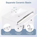 MAYEERTY 24 Meuble-lavabo de salle de bain avec évier Bois massif MDF 2 tiroirs 1 porte Étagère réglable Gris