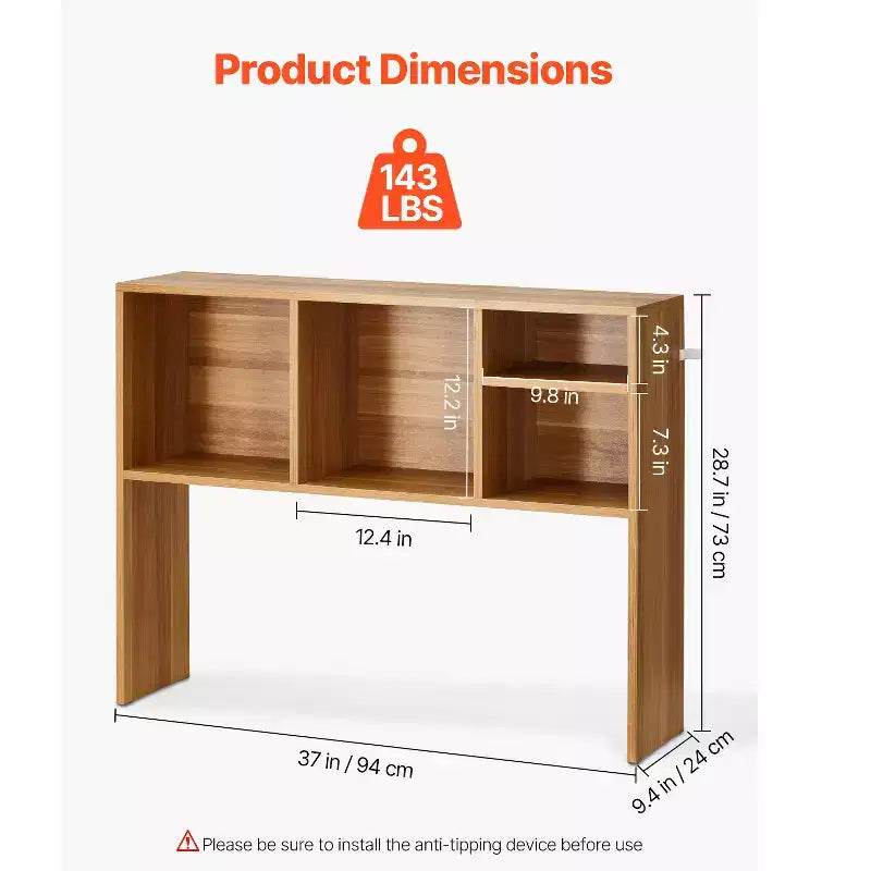 VEVOR Étagère de Bureau, Organisateur de Rangement de Bureau en Bois à 1 Niveau, Étagère de Rangement de Bureau en Bois de 94 x 24 x 73 cm, Marron