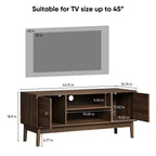 CLIHOME Meuble TV Moderne du Milieu du Siècle de 110 cm pour TV 32/45 Pouces, Centre de Divertissement avec Rangement, Table Console Multimédia, Noyer