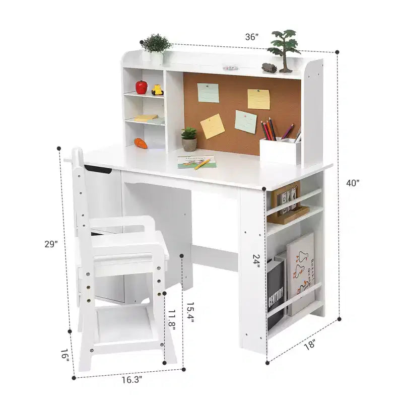 COZONY Coiffeuse enfant avec miroir et lumières, Coiffeuse de princesse blanche avec chaise, étagères de rangement et tiroirs, Ensemble bureau d'étude pour filles et garçons