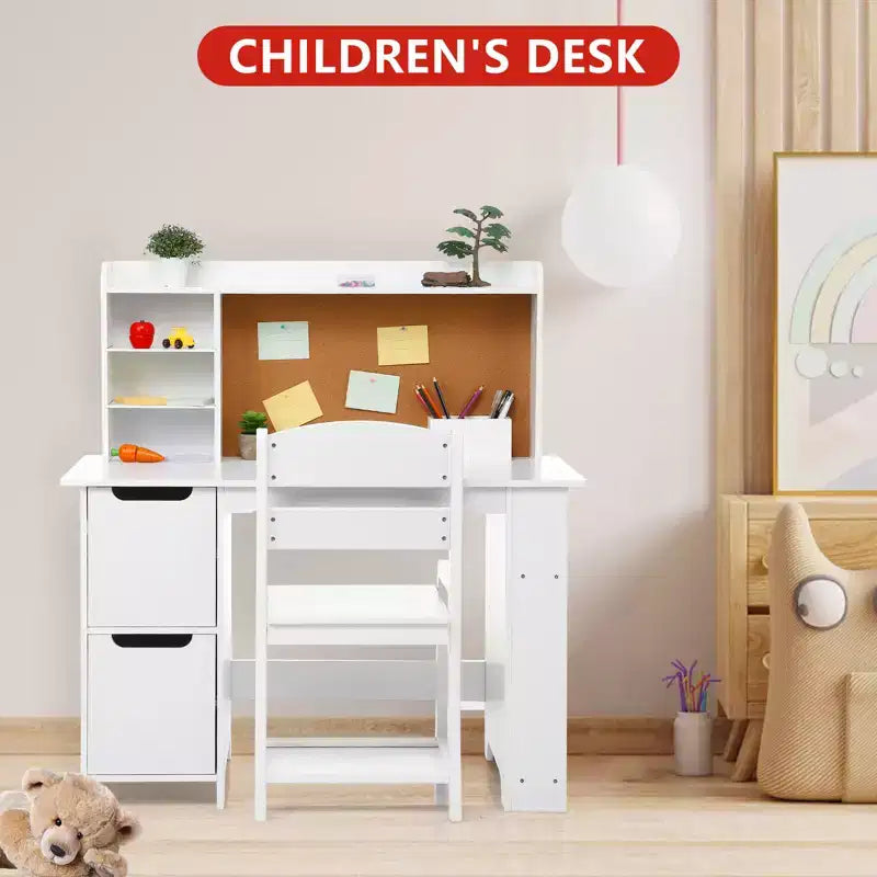 COZONY Coiffeuse enfant avec miroir et lumières, Coiffeuse de princesse blanche avec chaise, étagères de rangement et tiroirs, Ensemble bureau d'étude pour filles et garçons
