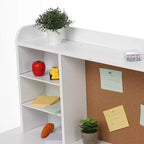 COZONY Coiffeuse enfant avec miroir et lumières, Coiffeuse de princesse blanche avec chaise, étagères de rangement et tiroirs, Ensemble bureau d'étude pour filles et garçons