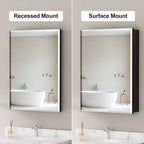 Armoire de toilette Belle avec miroir biseauté, encastrable ou murale, étagères réglables en verre trempé