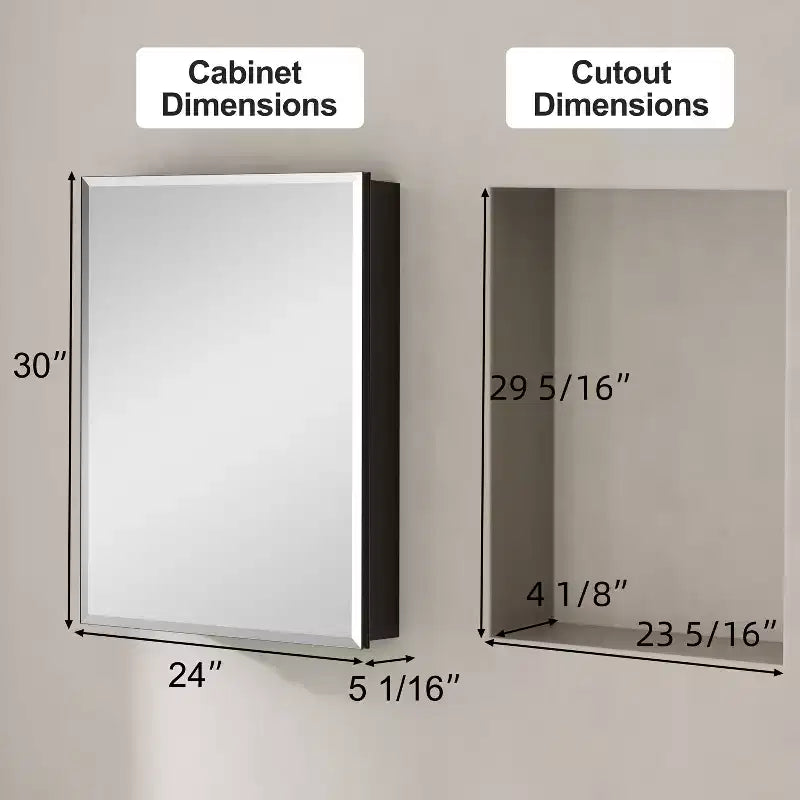 Armoire de toilette Belle avec miroir biseauté, encastrable ou murale, étagères réglables en verre trempé