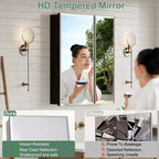 Armoire de toilette Belle avec miroir biseauté, encastrable ou murale, étagères réglables en verre trempé