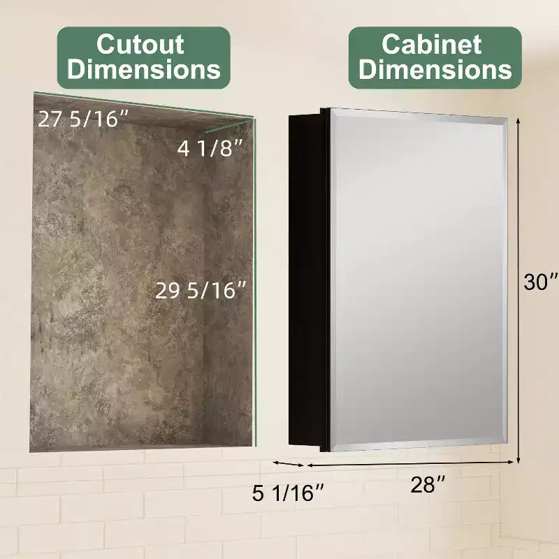 Armoire de toilette Belle avec miroir biseauté, encastrable ou murale, étagères réglables en verre trempé