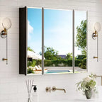 Armoire de toilette Belle avec miroir biseauté, encastrable ou murale, étagères réglables en verre trempé