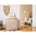 Commode à 3 tiroirs en MDF (panneau de fibres de densité moyenne) naturel Karl Home de 80 cm de large