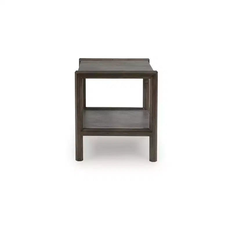Table d'appoint Kallenny de Signature Design by Ashley – Fini chêne foncé avec plateau imitation ciment, étagère de présentation ouverte