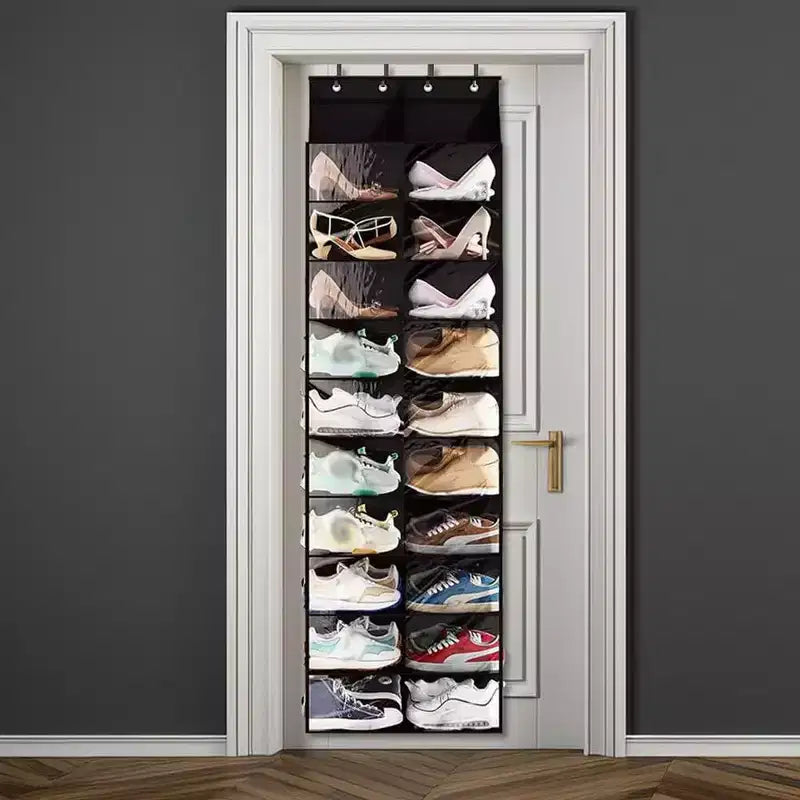 Range-chaussures à suspendre à la porte - 20 grandes poches, 10 niveaux en tissu Oxford avec 4 crochets métalliques, convient aux chaussures de taille 16, 64H x 20W x 7D