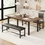 Ensemble de table à manger extensible pour 48 personnes avec bancs et tabourets, grande table de cuisine et de salle à manger en bois de 63 pouces