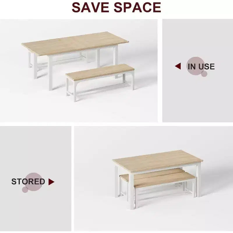 Ensemble de table à manger extensible pour 48 personnes avec bancs et tabourets, grande table de cuisine et de salle à manger en bois de 63 pouces