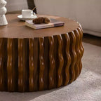 Table basse ronde cannelée GDFStudio Kaen au design moderne du milieu du siècle