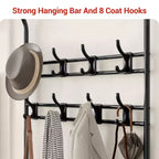 Banc à chaussures avec porte-manteau 4-en-1, banc de rangement pour entrée avec 8 crochets robustes, porte-manteau sur pied pour petits espaces, appartements, chambre à coucher